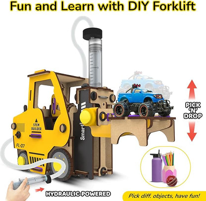 Smartivity DIY Hydraulic Forklift I STEM Toy Car for Kids Age 6-14 I Ideas for Boys & Girls | Science STEM Kit for 6,7,8,9,10,11,12,13,14 YearsI Wooden Engineering Game