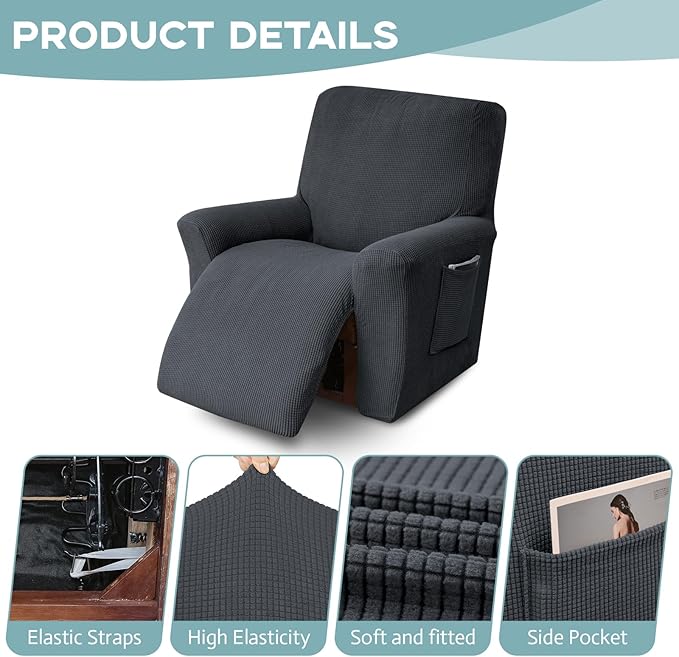 Recliner Chair Cover Lazy Boy Recliner Covers Recliner Covers for Recliner Chair 1 Piece Furniture Protector Prevent wear and pet Hair（Recliner,Dark Grey）