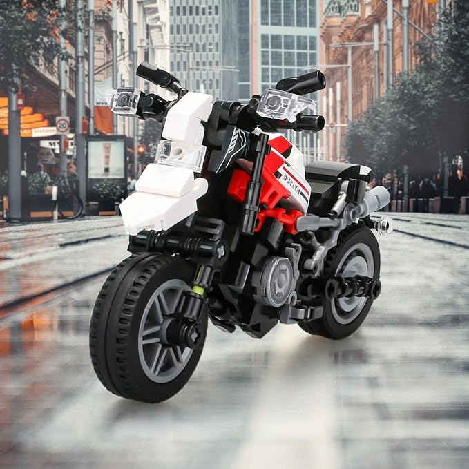 Motorcycle Building Blocks for Boys, 88012 Collectible Motorcycle Display Models Off-Road Motorbike Building Toy 303Pcs,Birthday for Age 6+ Boys, Compatible with Classical Brand Set