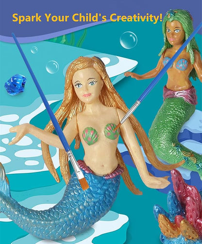 BESTYMXY Mermaid Toys Painting Kit, Mermaid Paint Kit, Kids Art Set, DIY Mermaid Paint Arts & Crafts Set, Mermaid Toys for Girls