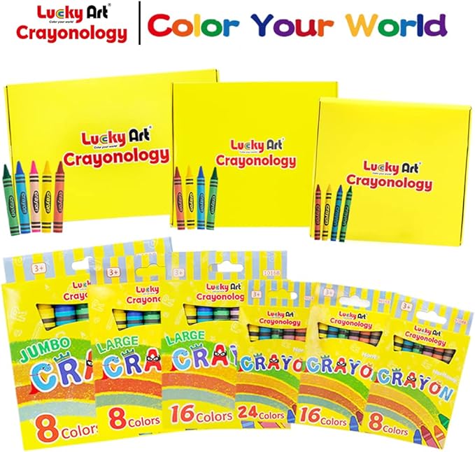 Lucky Art 400 Sets of 4 Packs (1600 count) Standard Size Crayons - Mini Crayon Packs, Non-Toxic Crayons; Crayons in bulk for Kids Party Favors, School Supplies for Teachers & Travel Crayons
