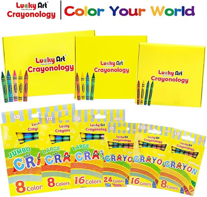 Lucky Art 400 Sets of 4 Packs (1600 count) Standard Size Crayons - Mini Crayon Packs, Non-Toxic Crayons; Crayons in bulk for Kids Party Favors, School Supplies for Teachers & Travel Crayons