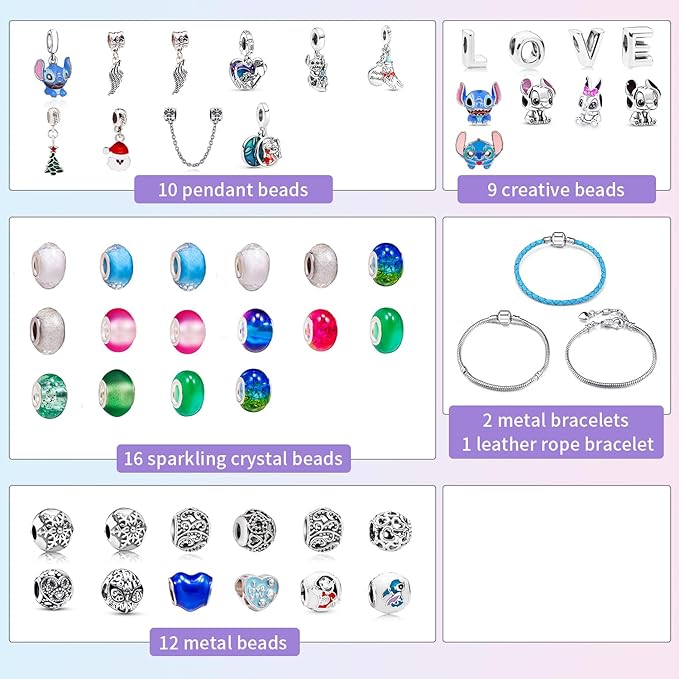 Manaror Charm Bracelet Making Kit,Jewelry Making Supplies Beads,Valentines Easter Crafts Gifts Set for Girls Kids Teens