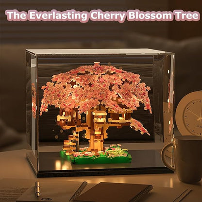 Beego 2 Bonsai Tree Cherry Blossom Building Toy Not Compatible with Lego, Japanese Sakura Pink&Purple Flower House Building Micro Bricks, Tree House Botanical Collection for Adults, Teen (2201 PCS)