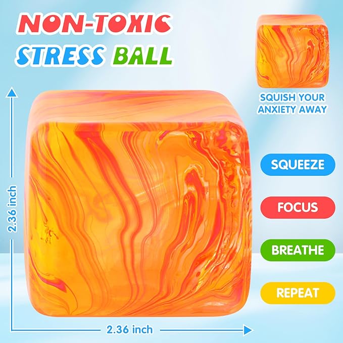 Fidget Toys Squishy Stress Cube, Stress Balls for Kids Adults Squishies Stress Relief, Ice Squishy Cube Sugar Balls, Sensory Toys for Kids with Autism, Fidgets for Classroom Prize Toys (Green)