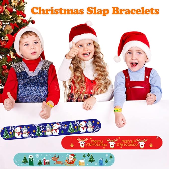 68Pcs Christmas Slap Bracelets for Kids, for Kids Boys Girls Christmas Party Favors Stocking Stuffers.