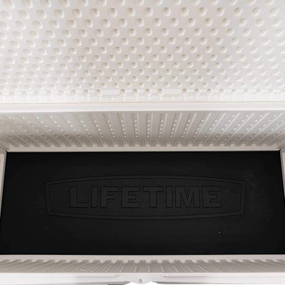 LIFETIME Outdoor Storage Deck Box, 130 Gallon, Arctic White, Lockable, UV-Protected, for Decks and Marine Docks