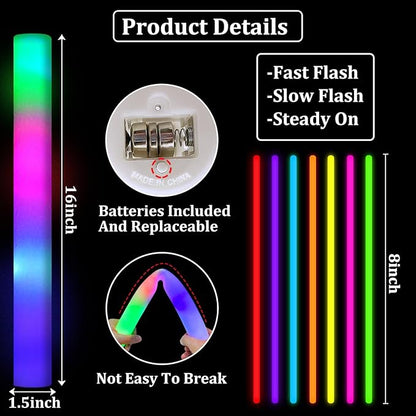 148 PCS Glow in the Dark Party Supplies- 24 Pcs 16" Foam Glow Sticks, 24 Pcs LED Glasses, 100 Pcs Glow Sticks Necklaces Bracelets Light Up Party Favors Football Party Supplies Wedding Birthday Concert