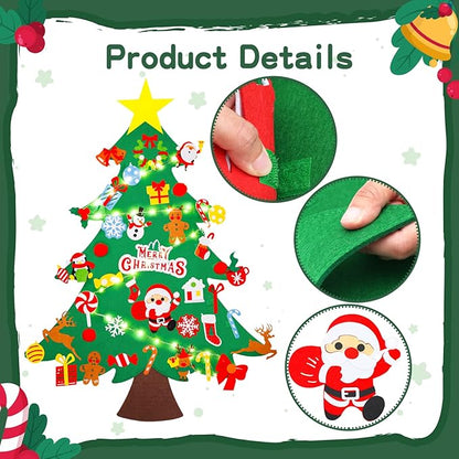 Max Fun DIY Felt Christmas Tree Set 3.2Ft with 41 Ornaments for Kids Toddlers Home Wall Hanging Felt Christmas Craft Kits Xmas Decoration Party Supplies