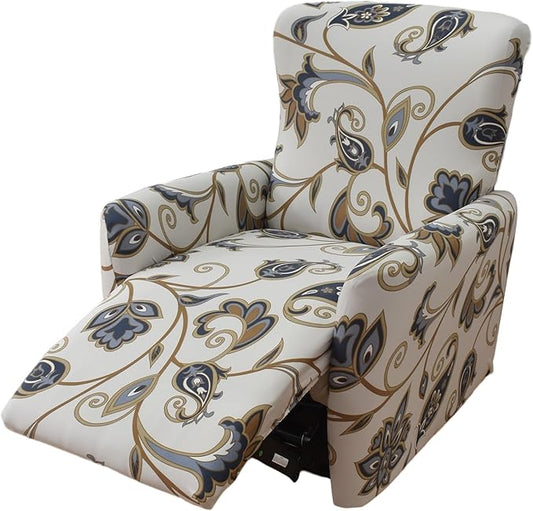 NILUOH Stretch Recliner Cover 4 Pieces Electric Power Lift Recliner Chair Cover Reclining Couch Cover Anti-Slip Fitted Furniture Protector with Side Pocket