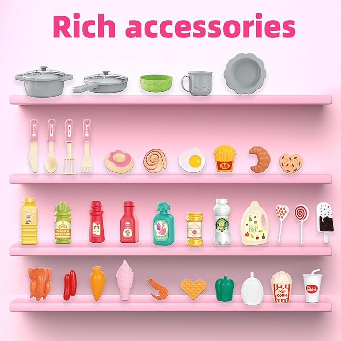 Play Kitchen for Girls & Boys - Realistic Toy Kitchen Set with Lights, Sounds, & Water Circulation for Ages 3-8