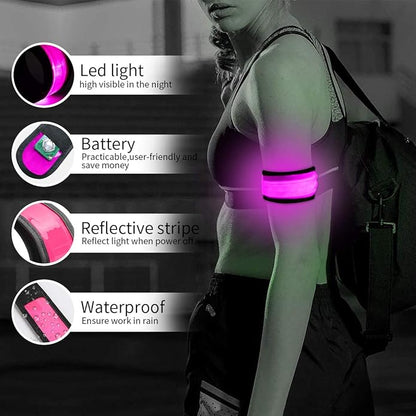 LOBKIN Safety Bracelets, LED Slap Armband Kids Walking at Night Safe LED Light Wrist Light Reflective Belt, Magic Band Running Lights for Runners