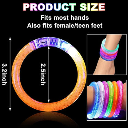 80 Pack LED Bracelets,6 Color Glow Bracelet Glow in The Dark Bracelets,Flashing Light Up Bracelet for Adults,Glow Stick Bracelet for Concerts Festivals Carnival Rave Neon Party Supplies