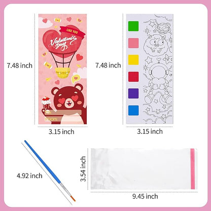 Valentines Day Gifts for Kids 36 PCS Valentines Cards Classroom with Painting Craft Kit Paint with Water Colors Book for Toddlers Boys Girls Valentine Exchange Gift Shool Prizes Classroom Party Favors