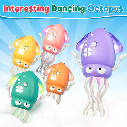 Dancing Squid Baby Toy, Infant Tummy Time Toys for 3-6 Months, Interactive Crawling Octopus with Music & Lights for 6-12, 12-18 Learning Walking Toy for Toddlers 1 Year Old Boys Girls Birthday Gifts