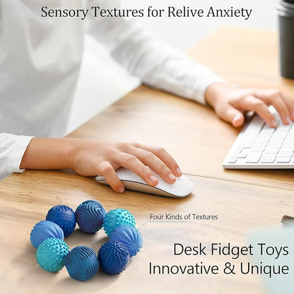 luckdoor Silicone Magnetic Balls Fidget Toys for Adults & Teens,8PCS Stress Relief Sensory Toys for Autism ADHD Anxiety,Fun Textures Gadgets,Office Desk Toy,Stocking Stuffers for Men Women Teen Gifts