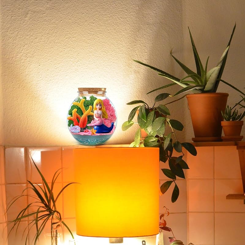 Buy 1 Get 2, Unicorn Terrarium Kit, Mermaid kit for Girls, Arts Craft Kit, Light Up Terrarium DIY Project, Toy for Ages 4-12 Kids, Remote Control LED