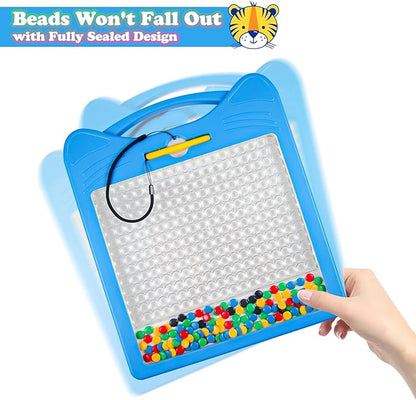 Extra Large Magnetic Drawing Board for Kids, Magnet Doodle Board with 2 Stylus Pen and Beads, Magnetic Dot Art Fine Motor Skills Toy, Travel Toys Activities for Boys Girls (12.5" x 12.5")