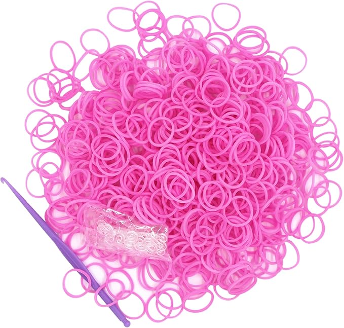 3000PCS Loom Rubber Bands Kit with 75 Clips,5 Hooks, Premium Bracelet Making Kit for Kids Weaving DIY Crafting Gift(Pink)