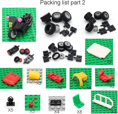 Wheels, Tires, and Axles Set - Building Bricks Block Compatible Major Brands - Steering Wheels, Windshields and Colorful Brick Building Chassis Pieces Education Wheels Set Toy for Boys Age 6+ Gifts
