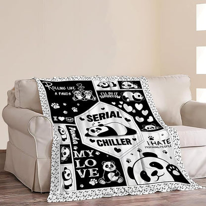 Panda Throw Blanket Panda Gifts for Girls Kids Teens Plush Fleece Flannel Panda Blanket Soft Cozy Warm Fuzzy Pandas Animal Blankets for Kids Adults Couch Bed Sofa All Seasons 50"X60"