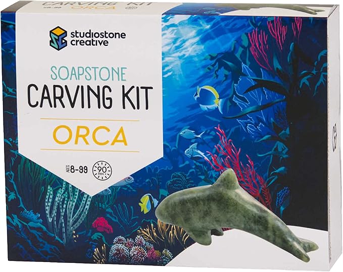 STUDIOSTONE CREATIVE DIY Arts & Crafts Carving Kit Kids Adults Ocean Set of 3 Sculpture Soapstone