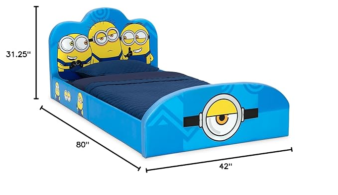 Delta Children Minions Upholstered Twin Bed, Blue