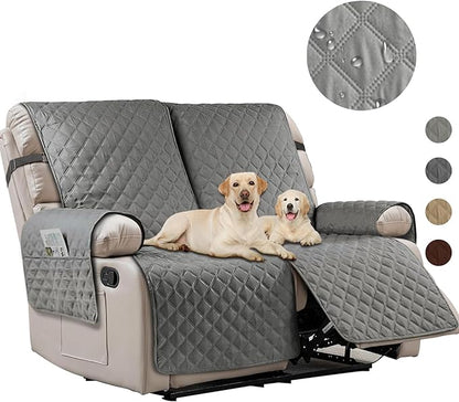 Recliner Covers Non Slip Waterproof Large Recliner Chair Covers for Leather Chairs Reversible Recliner Sofa Cover for Living Room Recliner Furniture Protectors Covers for Pets Kids, Gray