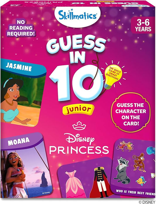 Skillmatics Card Game - Guess in 10 Junior Disney Princess for Kids, Girls, Boys Who Love Board Games, Cinderella, Ariel, Jasmine, Valentine's Day Gifts for Ages 3, 4, 5, 6, Travel Friendly