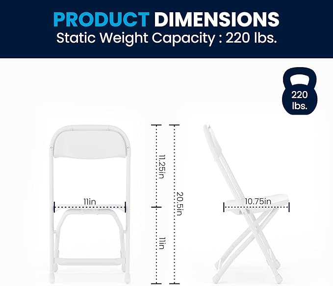 Flash Furniture Timmy Kids Plastic Folding Chairs for Pre-K through Kindergarten, Children's Folding Chairs for Daycare and Events, Set of 10, White