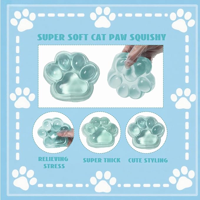 Large Cat Paw Taba Squishy Squeeze Toys 5-inch Green Cute Fufu Squishy Sensory Stress Relief Fidget Toys for Party Favors Sensory Anxiety Toys for Adults (Transparent Green)