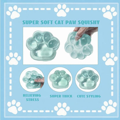 Large Cat Paw Taba Squishy Squeeze Toys 5-inch Green Cute Fufu Squishy Sensory Stress Relief Fidget Toys for Party Favors Sensory Anxiety Toys for Adults (Transparent Green)