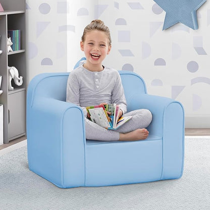 Delta Children Cozee Chair -Foam Kids Chair for Ages 18 Months and Up, Powder Blue