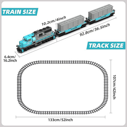 Train Building Block Set, Freight Cargo Internal Combustion Locomotive Model Building Toys, Gift for Kids Age 8+/Adult (1078 Pieces, with 32 Rails and Rechargeable Motor)