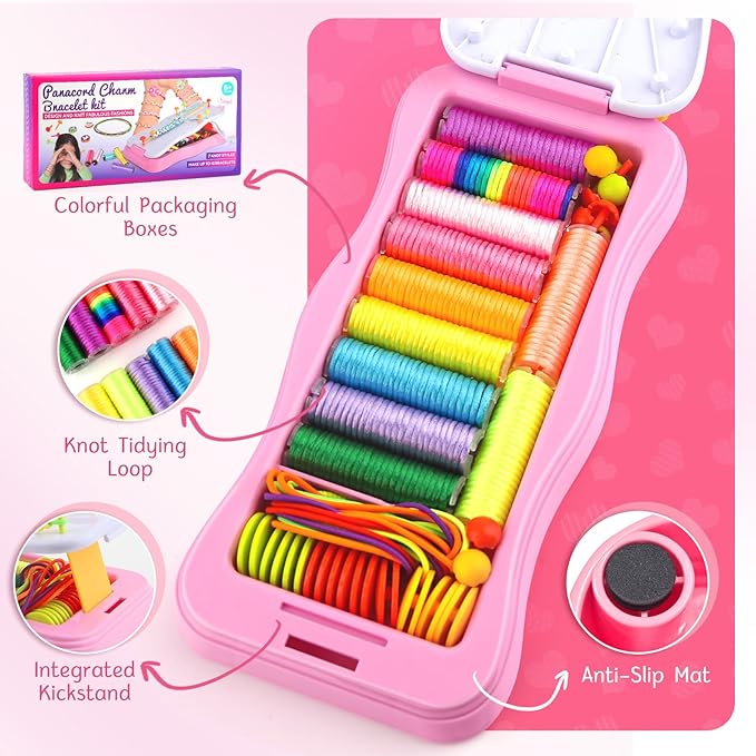 Daisiki Friendship Bracelet Kit & Bracelet Making Kit for Girls Gifts, Arts and Crafts for Kids Ages 8-12 Birthday Gift, Popular String Maker Toys, Ideal for Travel Pink Set