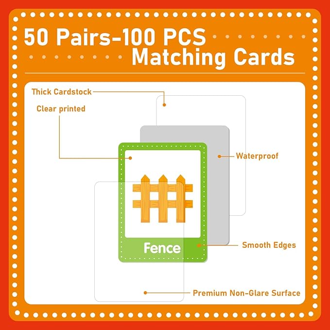 gisgfim 50 Pairs Thanksgiving Memory Matching Game Happy Fall Concentration Memory Games for Kids Educational Ages 3-8 A Fun & Fast Autumn Theme Memory Matching Games