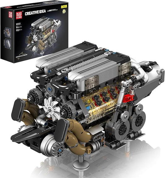 Mould King W16 Engine Toys Building Sets, Model Engine Kit for Adults, V8 Mini Engine Scale Model with Motor, 10131 STEM DIY Building Kits That Works, Blocks for Adults Boys Kids Aged 14+(952 Pieces)