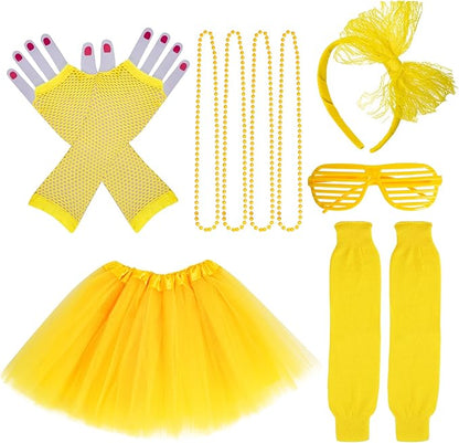 Kids 6 in 1 Costume Accessories 1970s 1980s Fancy Outfits and Dress for Cosplay Party Theme Party for Girl