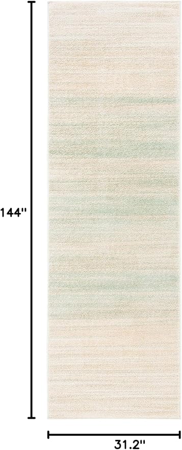 SAFAVIEH Adirondack Collection Runner Rug - 2'6" x 12', Green & Ivory, Modern Ombre Design, Non-Shedding & Easy Care, Ideal for High Traffic Areas in Living Room, Bedroom (ADR142Y)