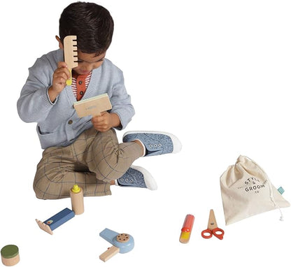 Manhattan Toy Style & Groom 9 Piece Wooden Toddler & Kids Pretend Play Hair Styling & Grooming Kit