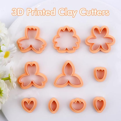 Puocaon Flower Petal Clay Cutters - 10 Pcs Petal Clay Cutters for Polymer Clay Earrings Making, Floral Polymer Clay Jewelry Earrings Supplies, 10 Petal Design Clay Jewelry Cutters Earrings Making