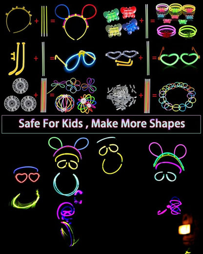 275 PCS Glow in the Dark Party Supplies for Kids Adults, Light Up Party Favors, Glow Sticks Bulk Party Pack Bracelets Finger Lights Glasses Headband LED Light Hair Wedding Birthday New Year Halloween