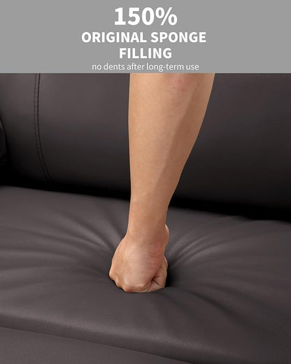 22'' Leather Recliner Chair for Adults, Overstuffed Manual Recliner Chair, Single Sofa with Cup Holder and Side Pockets, Upholstered Chair for Living Rooms, Coffee