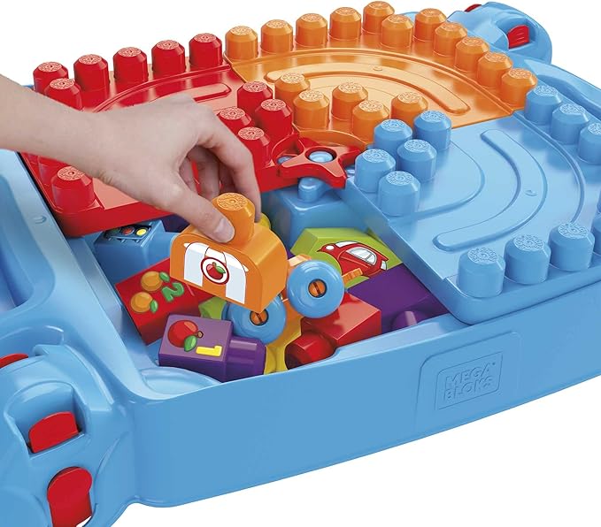 Mega Bloks First Builders Build 'n Learn Table with Big Building Blocks, Building Toys for Toddlers (30 Pieces)