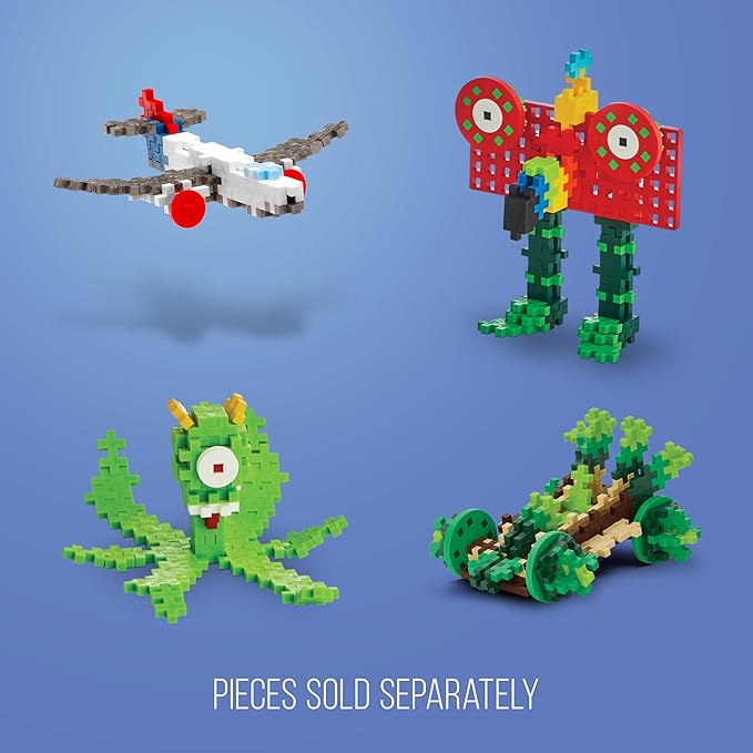 PLUS PLUS Accessory Pack, 2 Baseplates, 8 Wheels, Car Plane Train Building Pieces, Stem Construction Parts for Kids - Red & Yellow