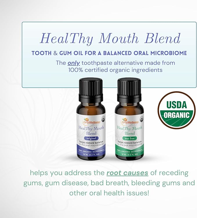 OraWellness Healthy Mouth Blend Organic Toothpaste & Mouthwash Alternative Tooth Oil, Natural Mouth Rinse for Healthy Teeth & Gums for Women, Men and Kids, Pack of 3