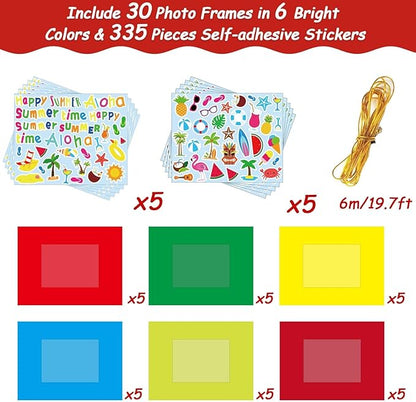 chiazllta 30 Pack Summer Crafts Kit for Kids End of School Year Picture Frames Beach DIY Art Crafts Classroom Summer Activities Game Party Favor