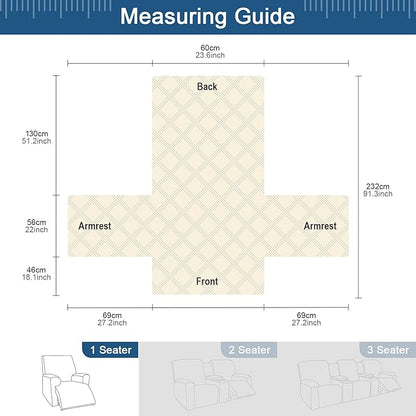 TAOCOCO 100% Waterproof Recliner Chair Cover with Double Straps, Oversized Recliner Covers for Large Recliner Chair, Non Slip Reclining Chair Cover for Kids, Pets(Oversized Recliner, Light Grey)