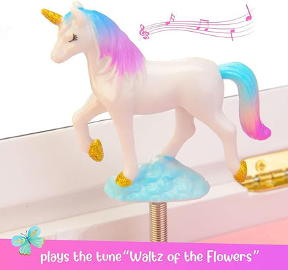 Giggle & Honey® Unicorn Musical Jewelry Box for Girls Unicorn Toys for Girls Age 4-6 Kids Jewelry Box with Drawers