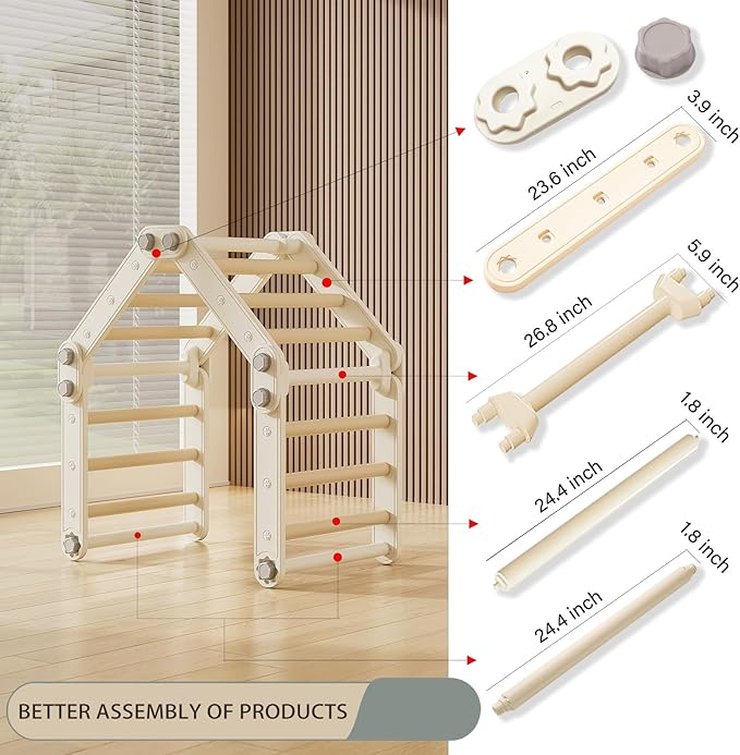 Montessori Climbing Set,Kids Pikler Triangle Set,Plastic Toddler Climbing Toys,Multifunction Foldable Indoor Kids Gym with Slide(Gray)